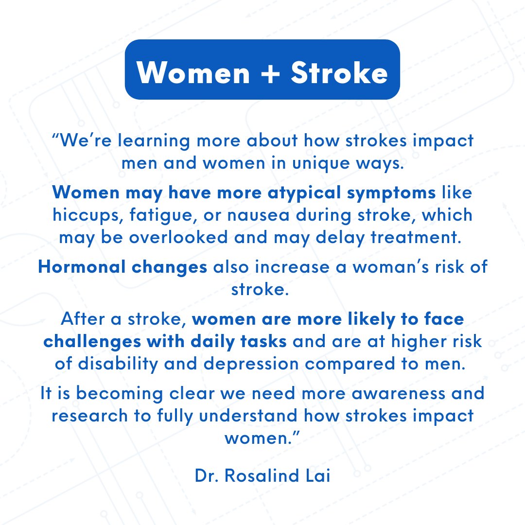 In support of #WomensHealthWeek and #StrokeAwarenessMonth, Dr. @Rosalind_Lai points out how women may be impacted by #stroke differently than men. 

#strokeawareness #womenshealth