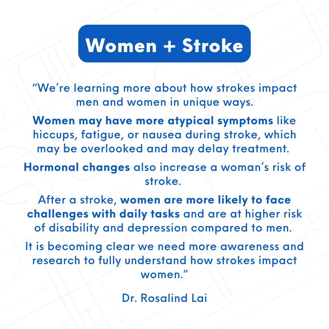 In support of #WomensHealthWeek and #StrokeAwarenessMonth, Dr. @Rosalind_Lai points out how women may be impacted by #stroke differently than men. #strokeawareness #womenshealth