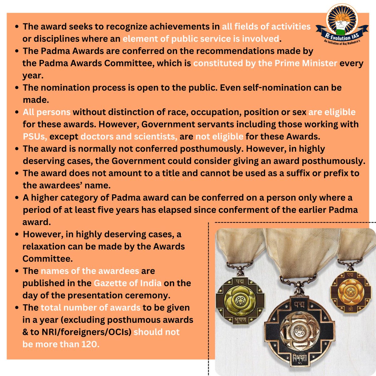 👉 Padma Awards - questions are being asked from award section regularly in UPSC Prelims.

Infographics for easy and quick revision.

#UPSCPrelims2024