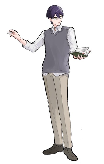 「collared shirt grey pants」 illustration images(Latest)