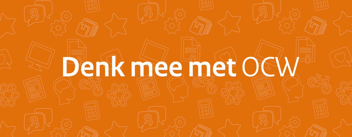 Op wo 5 juni (15u30-19u) organiseert @minocw in DH ‘Denk mee met OCW Live!’. Denk mee over o.a. als sturing, de doorstroomtoets, strategisch personeelsbeleid en schoolexamens. 

Een mooie kans om input te leveren op beleid

Aanmelden en info: formdesk.com/ocw/denkmeemet…
