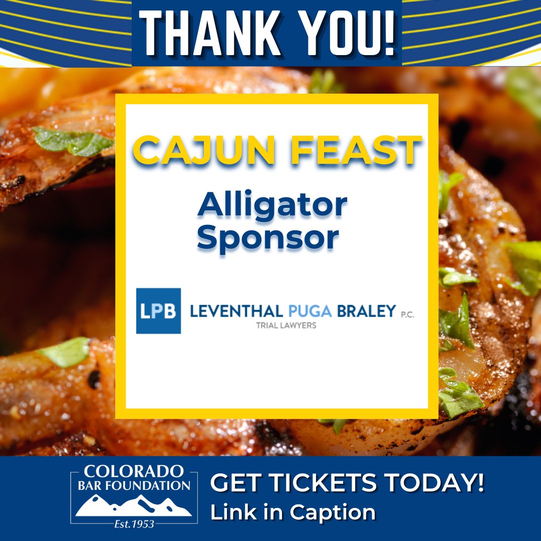 Cajun Feast Contributor!
🦞Tickets: tr.ee/-0kGbGWAUM
Helping victims of negligence nationwide, @LPBTrialLawyers' work is life-changing for its clients and has resulted in safety changes throughout Colorado!
#CBF #Cajun #Feast #Fundraiser #Sponsor