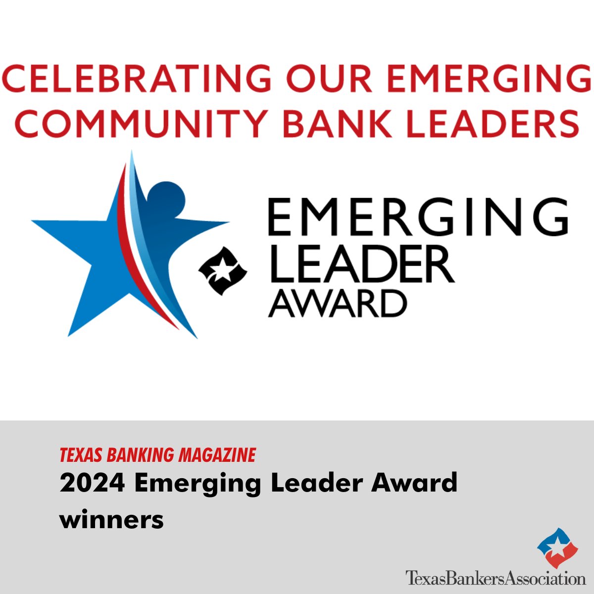 Ten remarkable bankers recognized as Emerging Leaders! The ten honorees were recognized by the Texas Bankers Foundation last week at the TBA Annual Convention. Read more about the Emerging Leaders: bit.ly/3whlW2K

#StrongBanks #StrongerCommunities