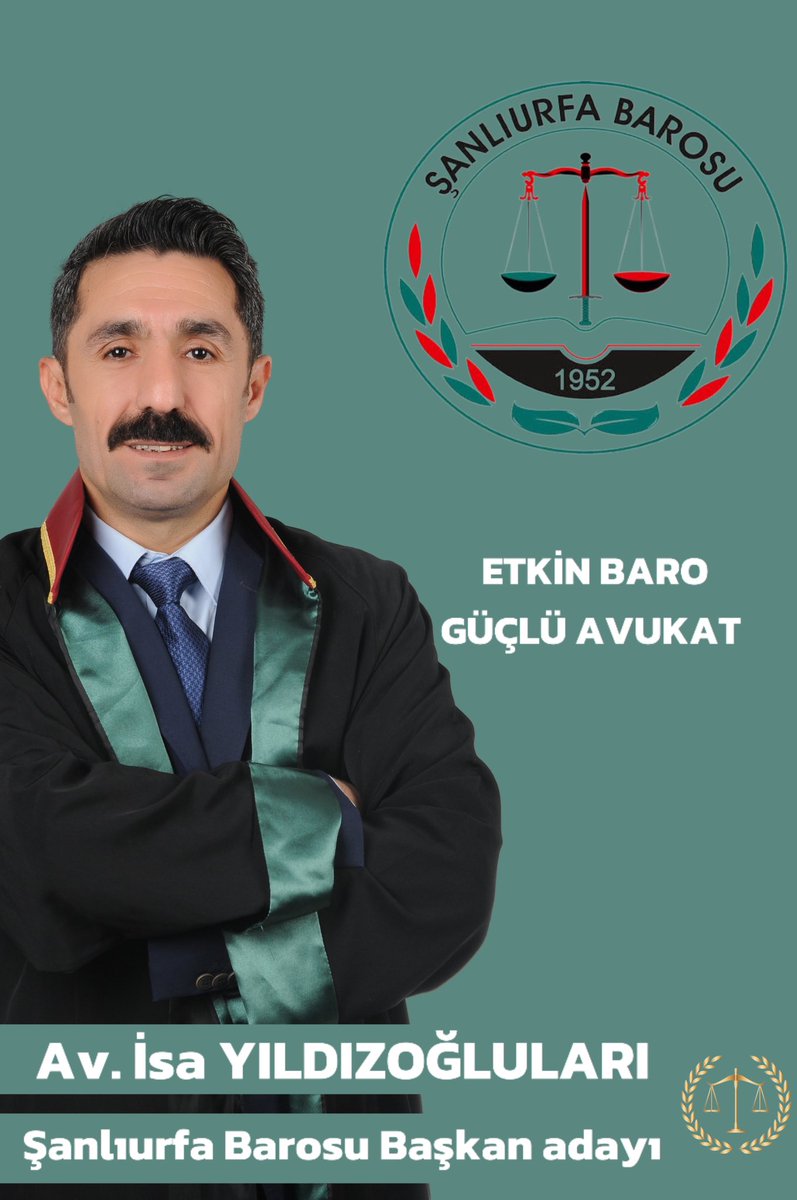 2024 yılının Ekim ayında yapılacak olan Ş.Urfa Barosu 37.Olağan Genel Kurulunda Baro Başkan adayı olduğumu siz değerli meslektaşlarımın takdirlerine sunar, desteklerinizi beklerim.