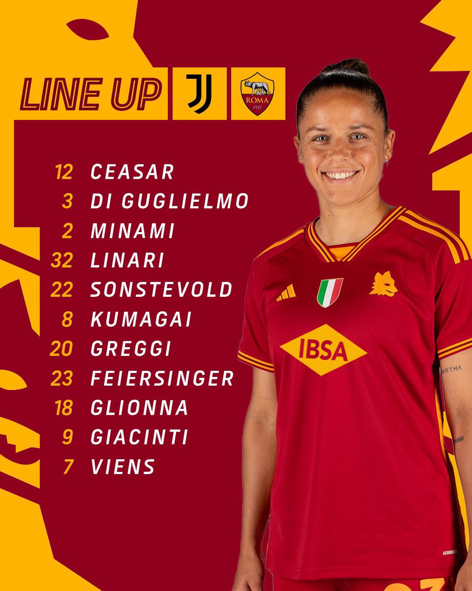 🟡📋🔴 Our starting XI against Juventus! 🐺 #ASRomaWomen