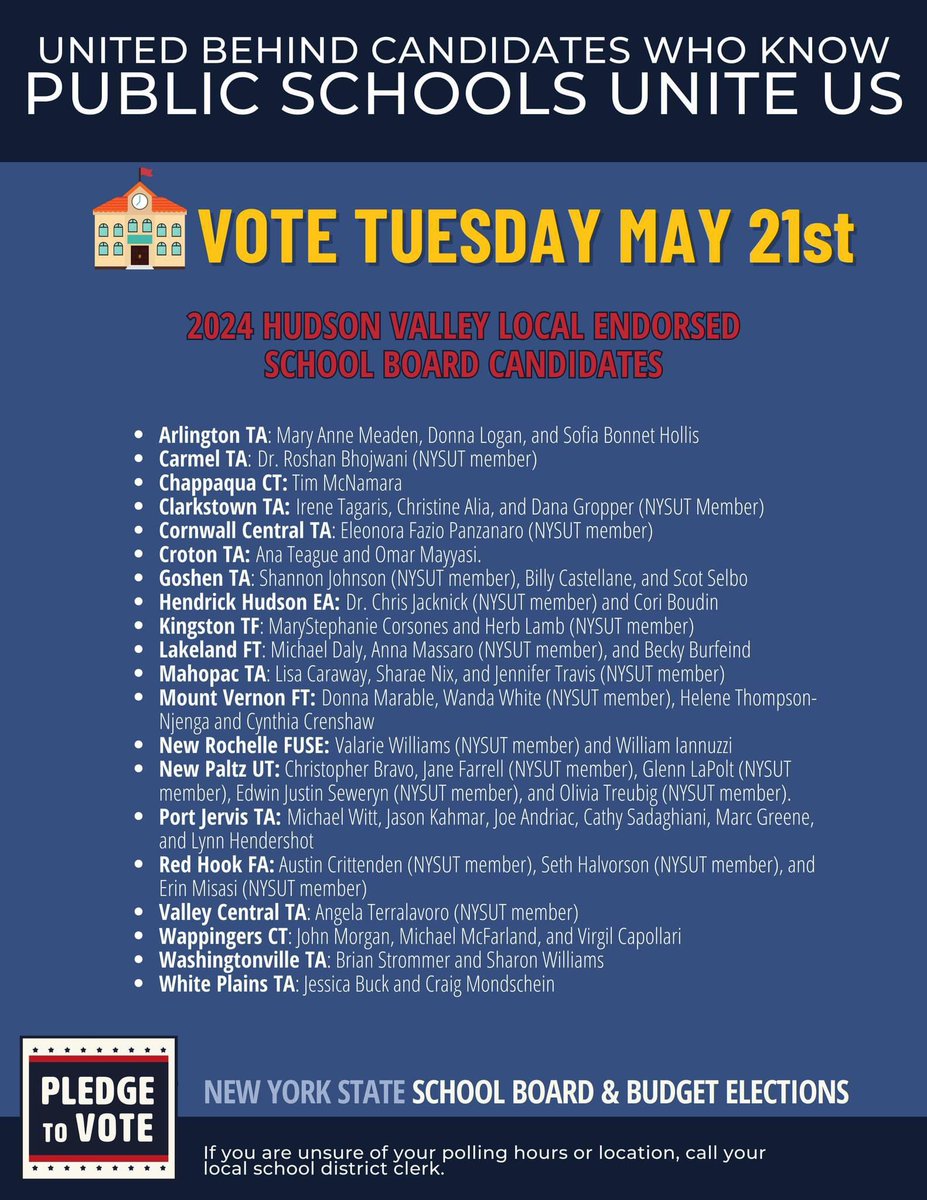NYSUTMHRO's tweet image. Just over one week away from School Budget / Board vote on Tuesday, May 21st!