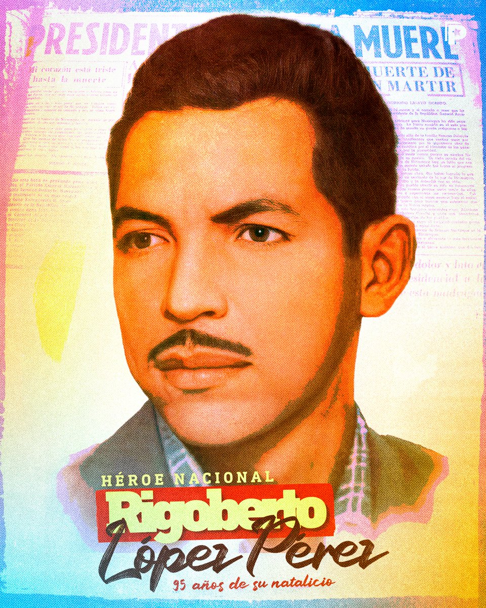🇳🇮🔴⚫ En el 95 aniversario del nacimiento del poeta Rigoberto López Pérez, Nicaragua celebra el legado de un héroe nacional cuyo coraje marcó el inicio del fin de la dictadura somocista. ¡Honor y gloria a nuestros valientes! ✊✊