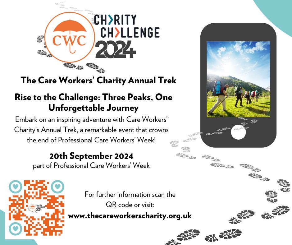 📢 Rise to the Challenge: Three Peaks, One Unforgettable Journey! 🌄 The CWC Annual Trek 🥾 is taking place 20.09! Join us for a truly inspirational trek and help raise money so we can continue to support Care Workers. Visit thecareworkerscharity.org.uk/event/the-care… for more info and to sign up.
