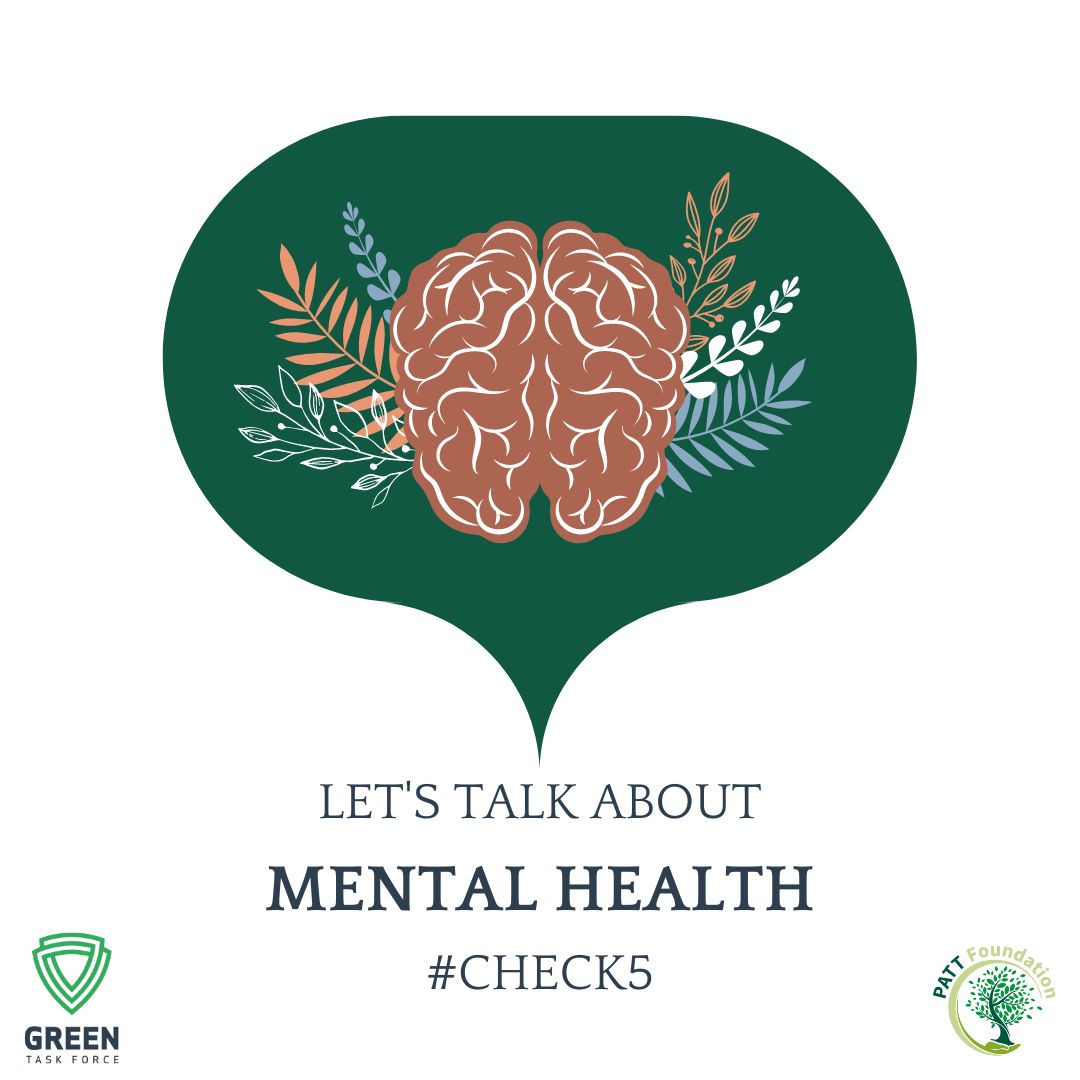 The @greentaskforce1 has been talking about #Mentalhealth for years.

🗨 Speak to 5 people you haven’t spoken to in a while 
 👂 Listen to what they have to say
 🤲 Offer support without any advice or judgment
Spread this message with #Check5 -  #MentalHealthAwarenessWeek