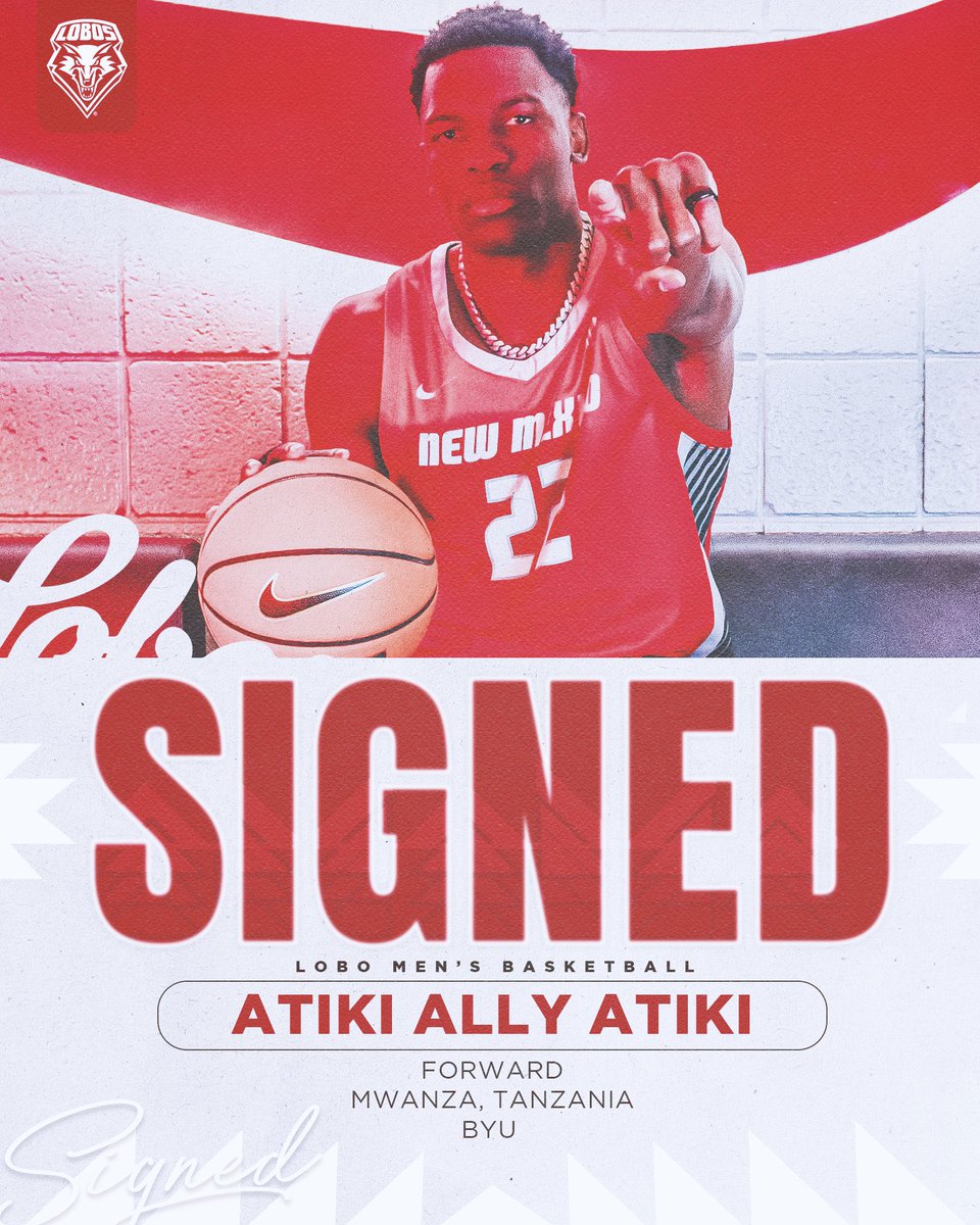 Welcome to New Mexico!! Atiki Ally Atiki, a 6-10 forward from Tanzania, is the newest Lobo, transferring from BYU! #GoLobos INFO: shorturl.at/cfvJN