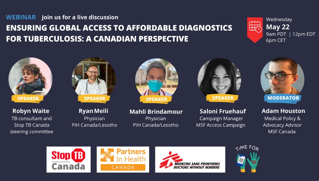 Adam R Houston (@healthlawadamh) on Twitter photo Join us for a webinar May 22, talking about 🇨🇦Canada, #tuberculosis, access to affordable diagnostics, & #Timefor5.
c/o <a href="/StopTBCanada/">Stop TB Canada</a> <a href="/MSF_access/">MSF Access Campaign</a> <a href="/PIHCanada/">Partners In Health Canada</a> <a href="/MSF_canada/">Doctors Without Borders / Médecins Sans Frontières</a>
Feat. <a href="/SaloniFruehauf/">Saloni Fruehauf</a> <a href="/WaiteRobyn/">Dr. Robyn Christine Waite (PhD)</a> <a href="/ryanmeili/">Ryan Meili (has left)</a> @MahliBrindamour
Register here (Free!): us06web.zoom.us/meeting/regist… Join us for a webinar May 22, talking about 🇨🇦Canada, #tuberculosis, access to affordable diagnostics, & #Timefor5.
c/o <a href="/StopTBCanada/">Stop TB Canada</a> <a href="/MSF_access/">MSF Access Campaign</a> <a href="/PIHCanada/">Partners In Health Canada</a> <a href="/MSF_canada/">Doctors Without Borders / Médecins Sans Frontières</a>
Feat. <a href="/SaloniFruehauf/">Saloni Fruehauf</a> <a href="/WaiteRobyn/">Dr. Robyn Christine Waite (PhD)</a> <a href="/ryanmeili/">Ryan Meili (has left)</a> @MahliBrindamour
Register here (Free!): us06web.zoom.us/meeting/regist…
