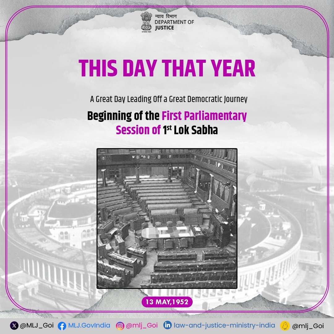 Charting India's Democratic Journey! On this day in 1952, the first parliamentary session of Lok Sabha was held after the General Elections of Independent India. #ThisDayThatYear