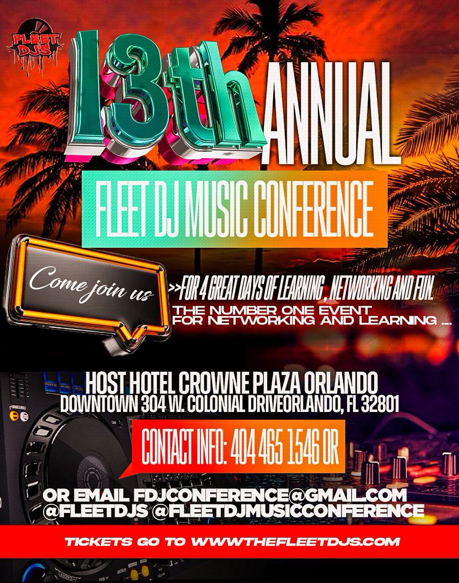 THIS IS THE PLACE TO BE JULY 18TH-22ND 2024 13TH ANNUAL FLEET DJS MUSIC CONFERENCE GET REGISTERED TODAY THEFLEETDJS.COM COME ROCK IT WITH THE WORLD 🌎 WIDE FLEET DJS #FleetDJs #FleetNation #FleetTakeOver #Orlando2024 @FLEETDJS @fleetnation1