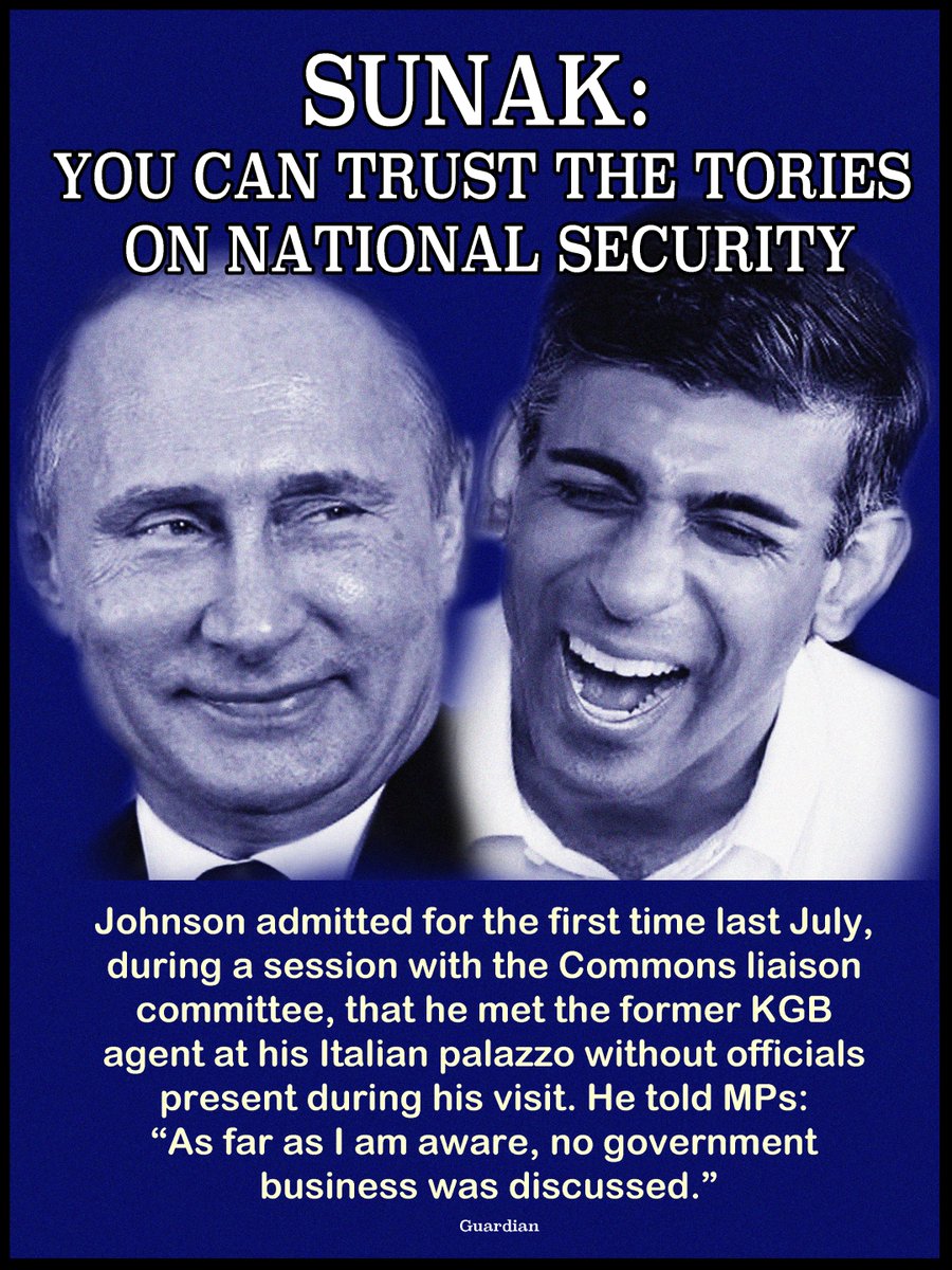 Rishi Sunak and The Tories actually gave a peerage to the son of a KGB spy and now attempts to school us on the Nation's security. Never safe with the Tories. #RishiSunak #PutinWarCriminal #UkraineWar #ProjectFear