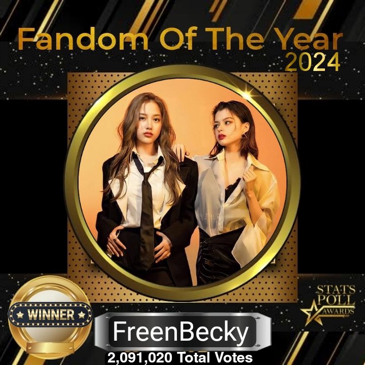 We thrilled to announce that FreenBecky has emerged as the winner for Fandom Of The Year 2024 on the Stats Poll Awards, receiving an astounding total of 2,091,020 massive votes.

let's trend this our Tagline 
'FreenBecky Fandom Of The Year '
#StatsPollAwards
#FandomOfTheYear