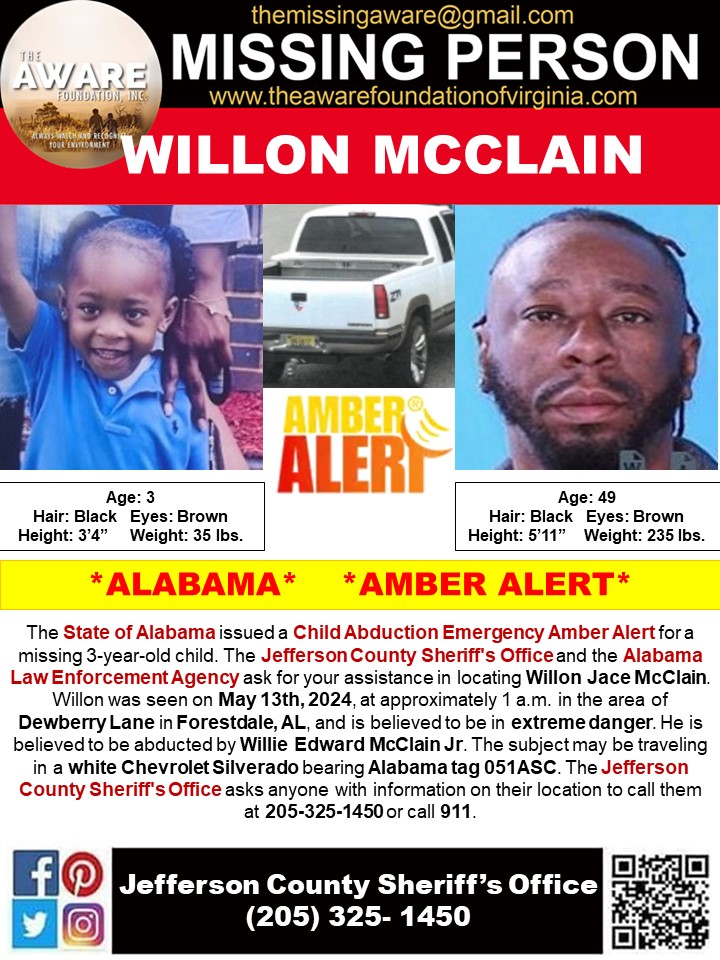 AMBER Alert Child Abduction Emergency In Forestdale, AL Help Locate Missing 3YearOld