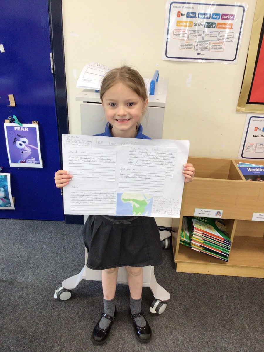 CaythorpeSchool's tweet photo. In readiness for their trip to @YorkshireWP the children looked on the website and discovered that a new family of #lions was being introduced to the park! They created some #informationtexts in #English for the new enclosure so visitors can learn about lions! @CITacademies https://t.co/6kE5CSaQXg