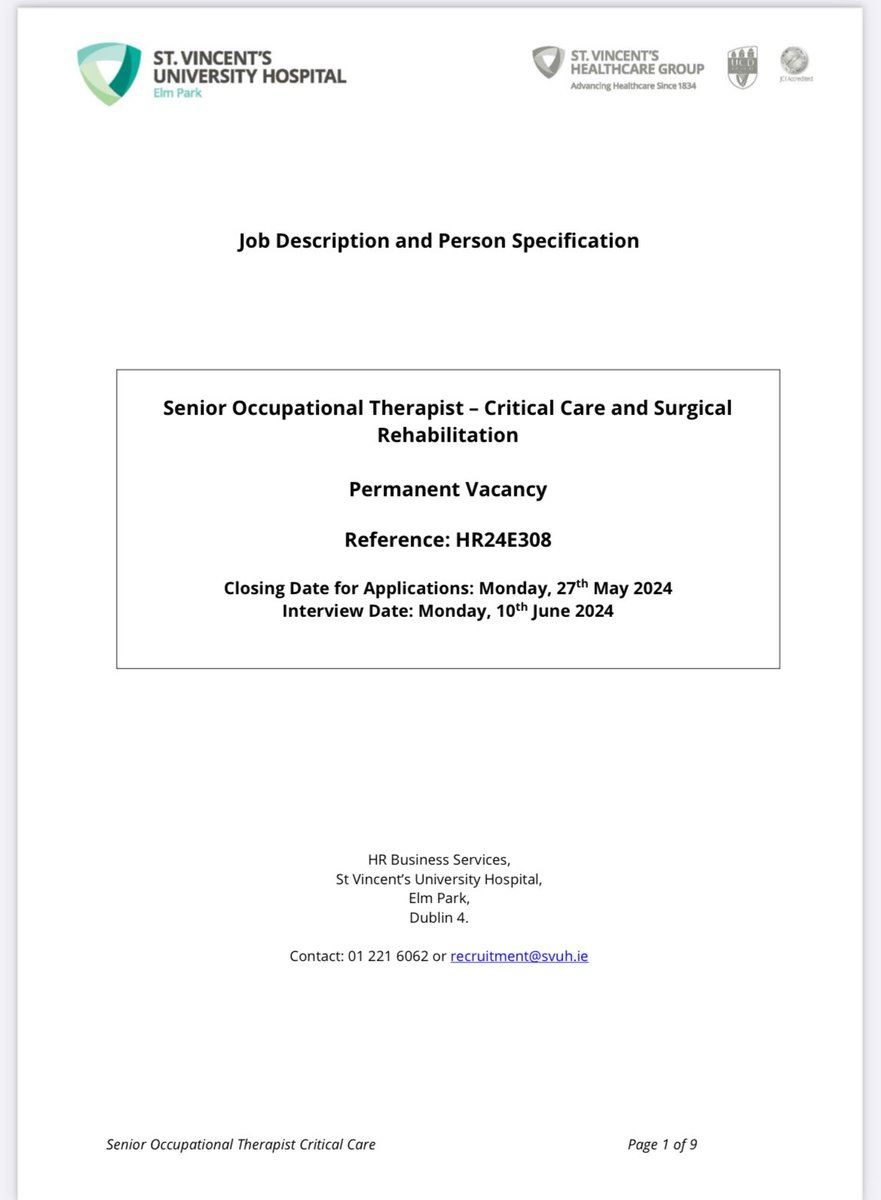 Job fairy 📣 We are expanding our critical care OT service. Applications now open for permanent senior OT in ICU and rehabilitation. See full details below ⬇️ svhg.recruitment.zellis.com/wrl/pages/vaca…