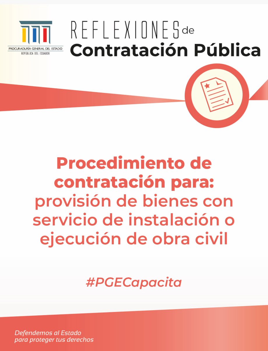PGEcuador's tweet photo. #Infografías PGE 🇪🇨| Nuestro equipo de la Dirección Nacional de Control de Legalidad de Contratos preparó una guía sobre el procedimiento de contratación para: provisión de bienes con servicio de instalación o ejecución de obra civil

✅ El link ➡️ https://t.co/0mc9YPw2dq https://t.co/rMgewoYknL