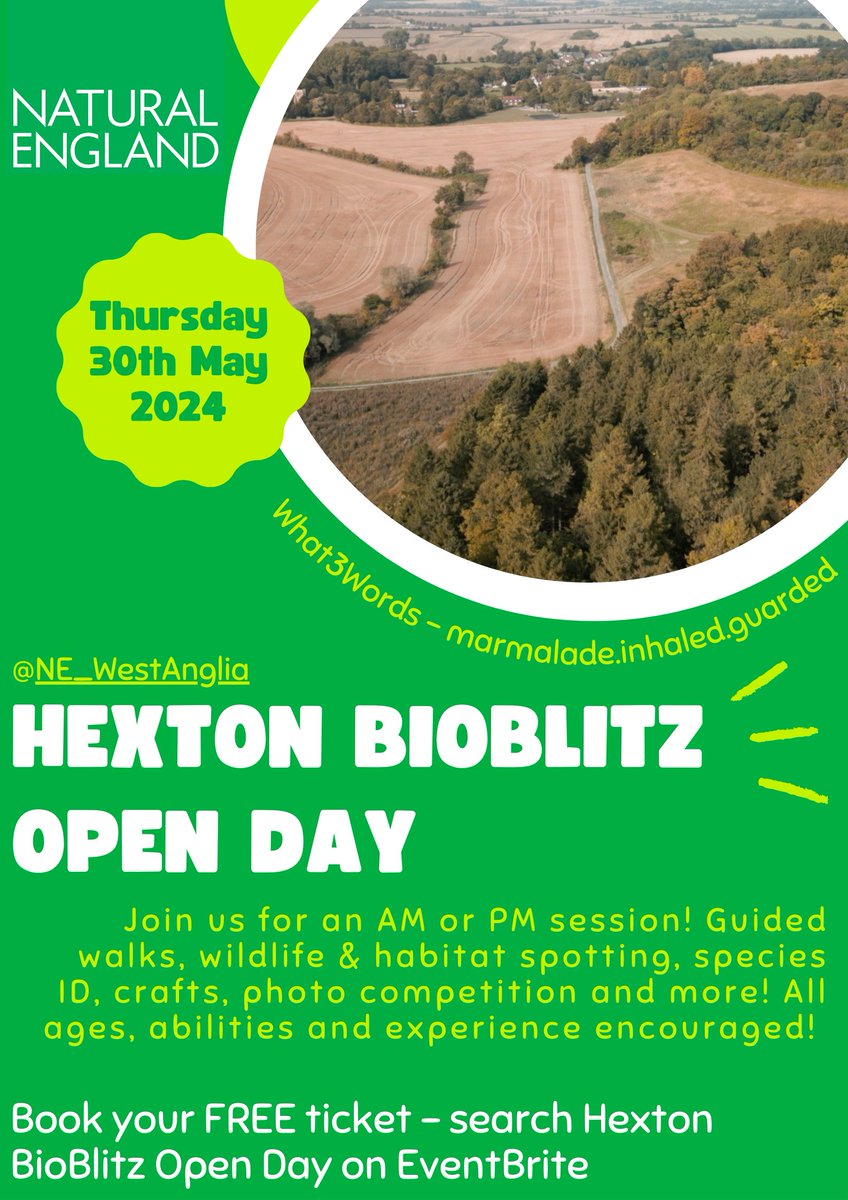Join us 30 May at the Hexton Hills open day! Bio blitz, guided walks & chance to see this amazing site. It's free but spots are limited. Details & booking in link #NNRweek @wildlifebcn @HMWTBadger @East_England_NT 10am-12: eventbrite.co.uk/e/863811893627… 2pm-4: eventbrite.co.uk/e/876566743727…