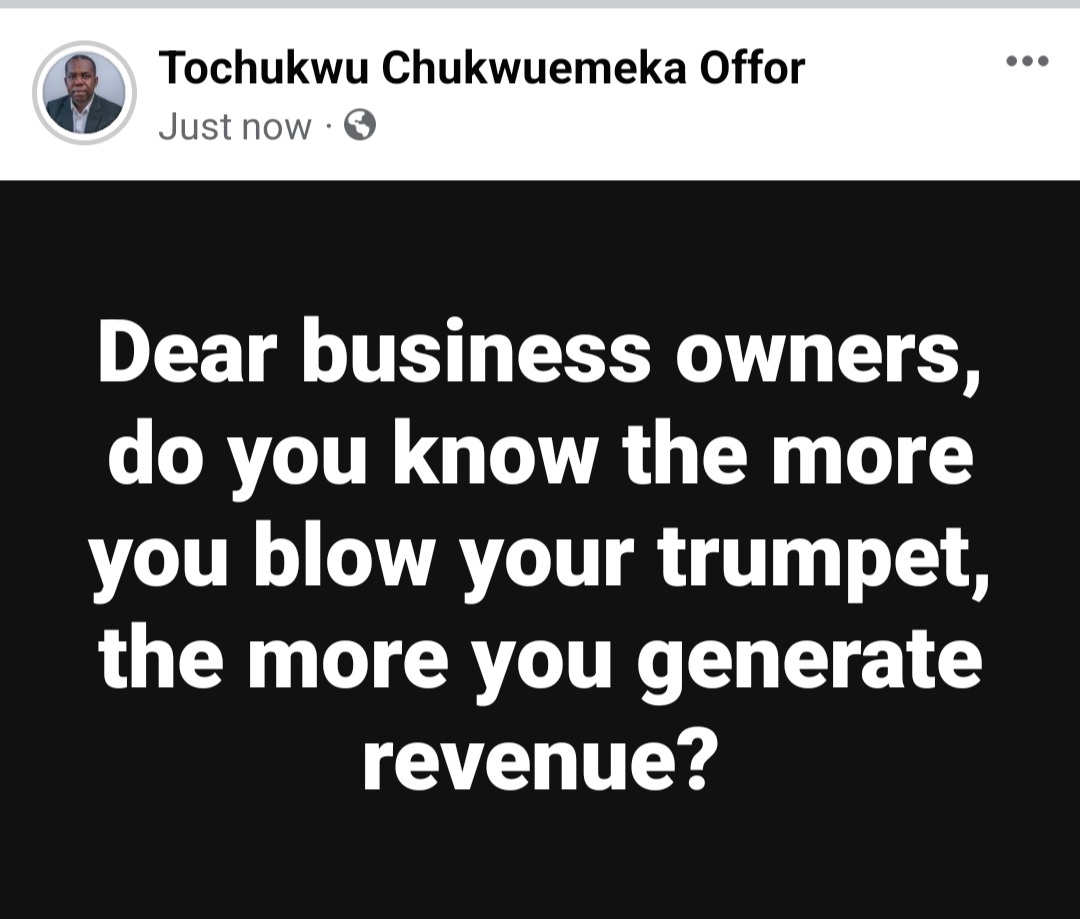 Dear business owners. Its time to start blowing your trumpet for the right audience to see you.

#BusinessStrategy #BusinessSolutions #BusinessGrowth #blockout2024