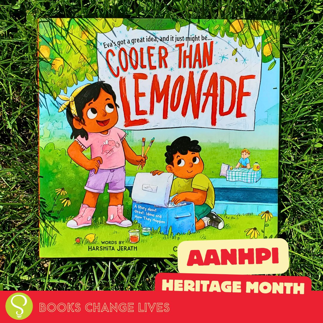 Celebrate Asian American, Native Hawaiian, and Pacific Islander Heritage Month by reading books by AANHPI authors! 🎉 Cooler Than Lemonade : A Story about Great Ideas and How They Happen written by Harshita Jerath, illustrated by Chloe Burgett #kidlit #asianamerican #aanhpi
