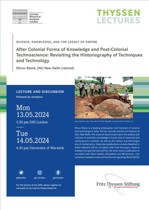 "After Colonial Forms of Knowledge and Post-Colonial Technoscience". Join us tomorrow (Tues 14 May) at <a href="/Warwick_Global/">Warwick Global History and Culture Centre</a> for the #ThyssenLecture by Prof. Dhruv Raina (JNU), in collaboration with the <a href="/ghilondon/">German Historical Institute London</a>   All welcome! #histsci #twitterstorians warwick.ac.uk/fac/arts/histo…