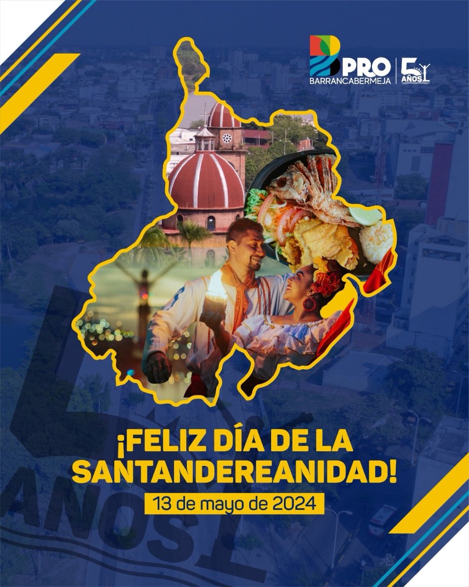 ¡Hoy, 13 de mayo, celebramos con orgullo el día de la Santanderianidad! Desde ProBarrancabermeja destacamos el aporte cultural, gastronómico y humano que Barrancabermeja le aporta a Santander 💛🖤 Santandereanos, siempre adelante, ni un paso atrás. #PROBarrancabermeja #Santander