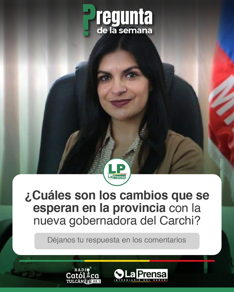 laprensa04's tweet image. #PreguntadelaSemana Lucía Pozo fue designada como #gobernadoradelCarchi. ¿Qué espera la ciudadanía con este cambio? Leemos sus comentarios.
#Tulcán #Carchi #ATENCIÓN #LaPrensaCarchi