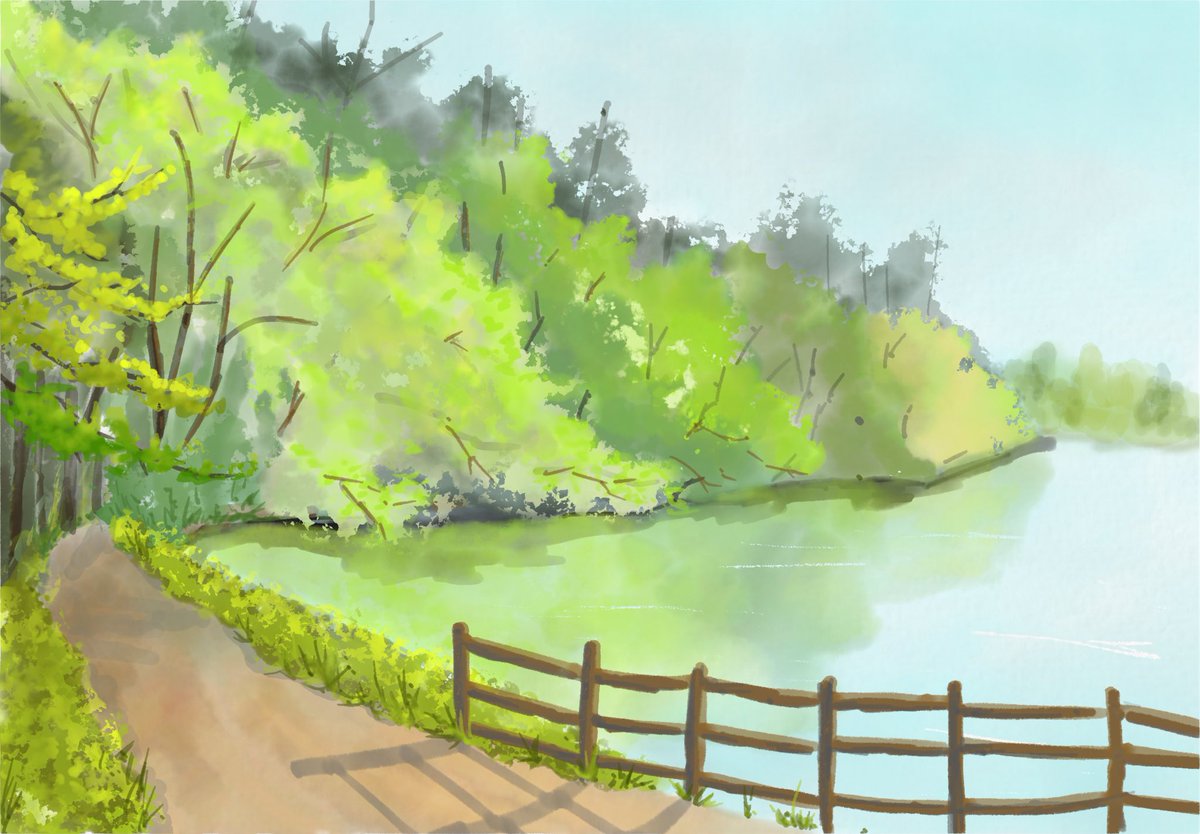 #水彩イラスト #adobefresco #風景