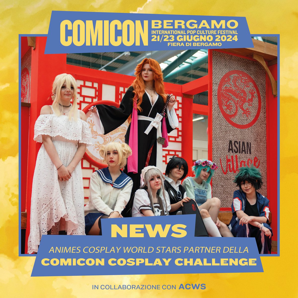 Domenica 23 giugno ore 16:00 a COMICON Bergamo, avrete la possibilità di gareggiare alla consueta COMICON Cosplay Challenge e diventare i rappresentanti italiani a Sofia, Bulgaria, durante l'AnimeS Cosplay World Stars, nuovo partner di COMICON. #ACWS #comiconbergamo2024