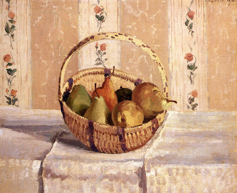 Apples and Pears in a Round Basket wikiart.org/en/camille-pis…