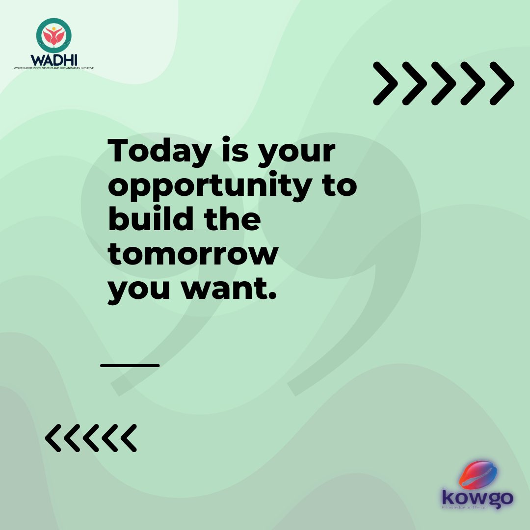 'Today is your opportunity to build the tomorrow you want.
'

#wadhikowgo #womenintech #womenintrade #womeninbusiness #womenempoweringwomen #mondaymotivation