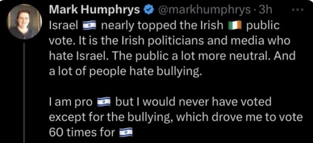 More proof that the Irish public vote for Israel in #Eurovision was Zionist manipulation.