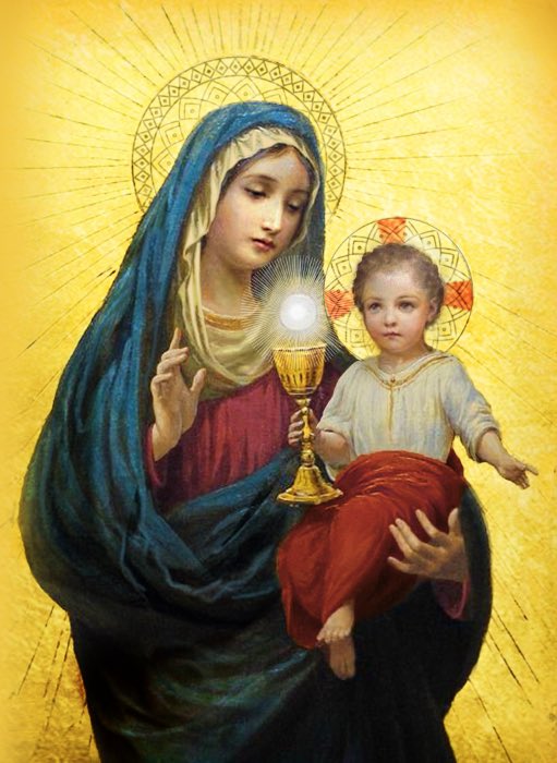 Today is also the traditional commemoration of Our Lady of the Most Blessed Sacrament. This title was given to our Blessed Mother in May 1868 by Saint Peter Julian Eymard to honor her relationship to the Holy Eucharist and to place her before us as a model in our duties and
