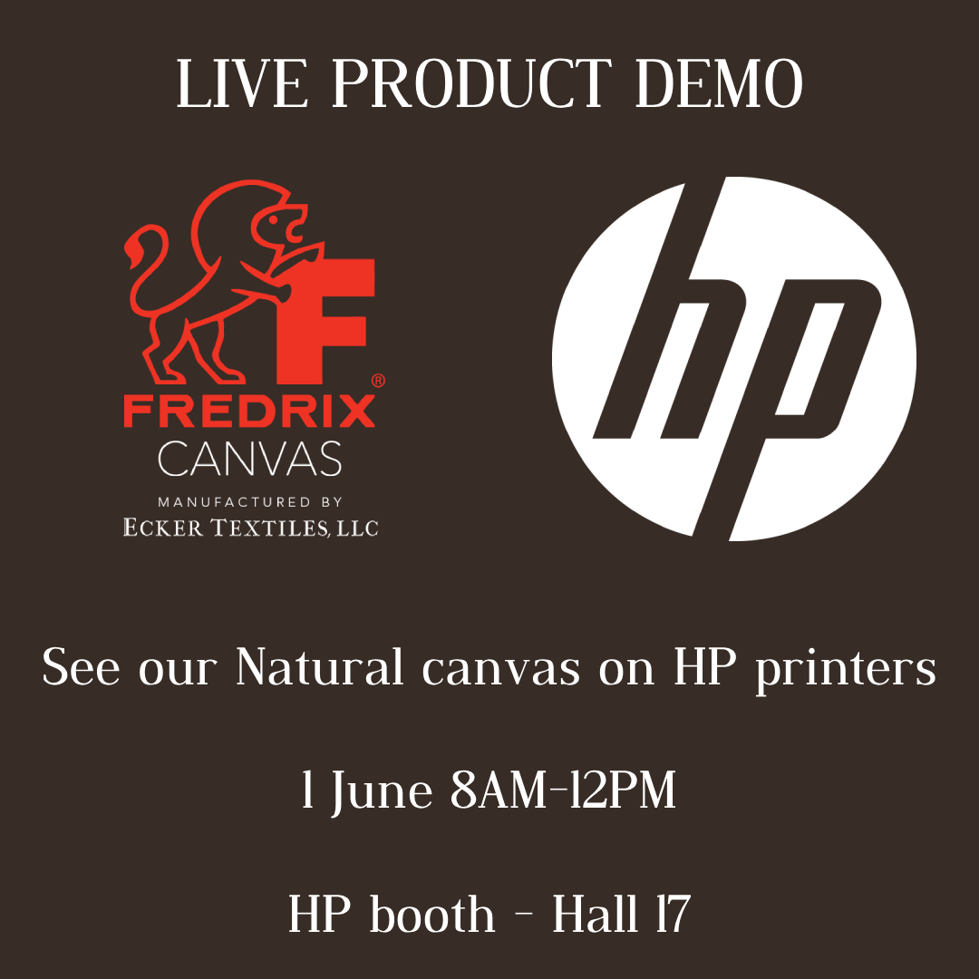 Come see HP's live demo of our Natural canvas at DRUPA: 1 June, 8AM-12PM. Email Mickael for an on-site visit: mmorel@eckertex.com. #drupa #drupa2024 #printing #technology #hp #hpprinters #latexprinters #largeformat #largeformatprinter #USAmade #textile #textiles #giclee