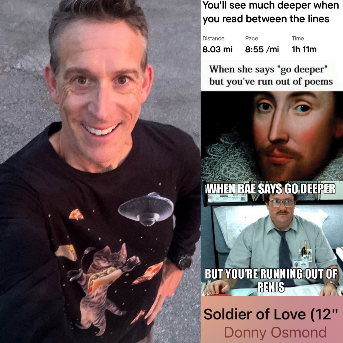 This is the first time, and I hope last, that I had a reason to think of Donny Osmond’s 12” soldier of love. #soldieroflove #morningrun #godeeper #poetry