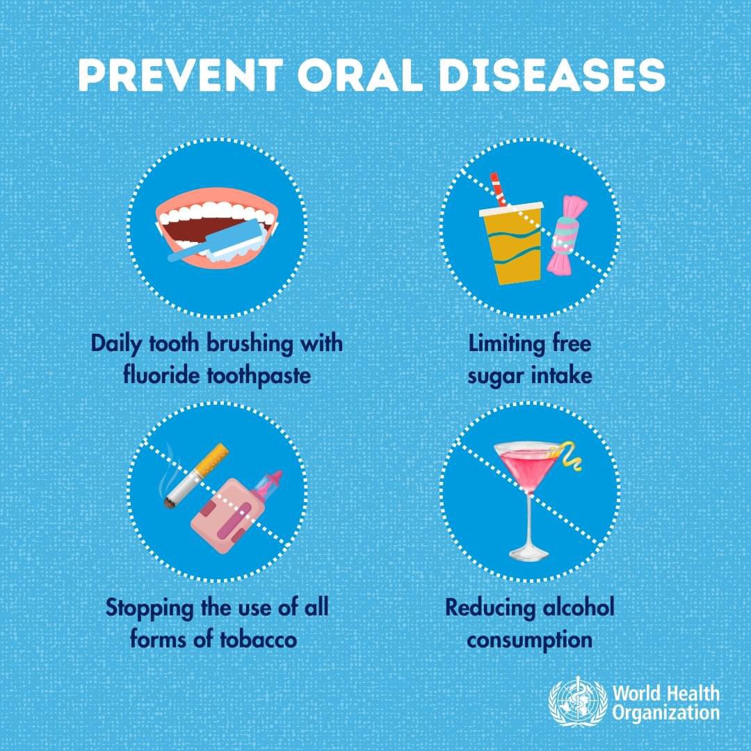 The 4 most common #OralHealth conditions are: 🦷 tooth decay 🦷 gum disease 🦷 tooth loss 🦷 oral cancers Fortunately, most cases are preventable and can be treated in their early stages.