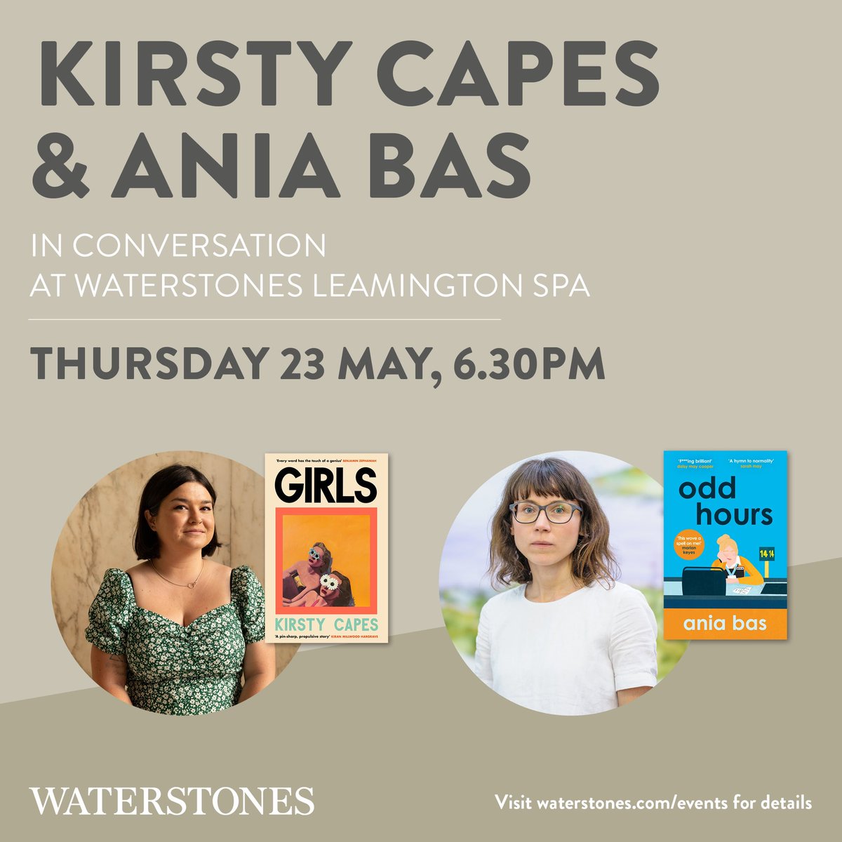 We’re so delighted to be hosting the brilliant Kirsty Capes and Ania Bas on the 23rd May! Tickets are available now waterstones.com/events/in-conv…