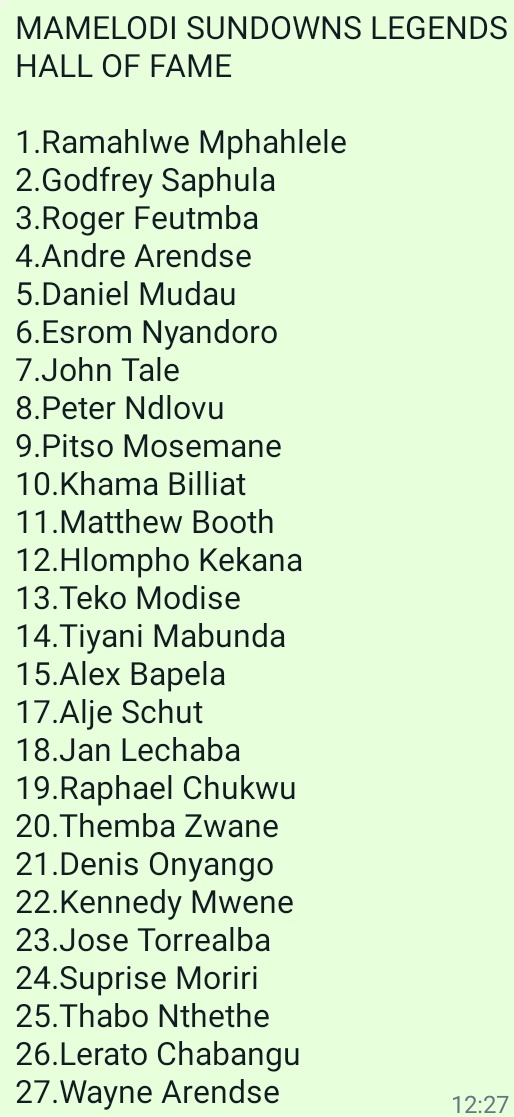 Yellow Nation in random order here is my list of MAMELODI SUNDOWNS FOOTBALL CLUB LEGENDS HALL OF FAME👆

Please let's have a discussion about MSFC Legends and feel free to suggest and add any name that I might have missed 

Let's list our Legends Family👆
#Masandawana #Sundowns