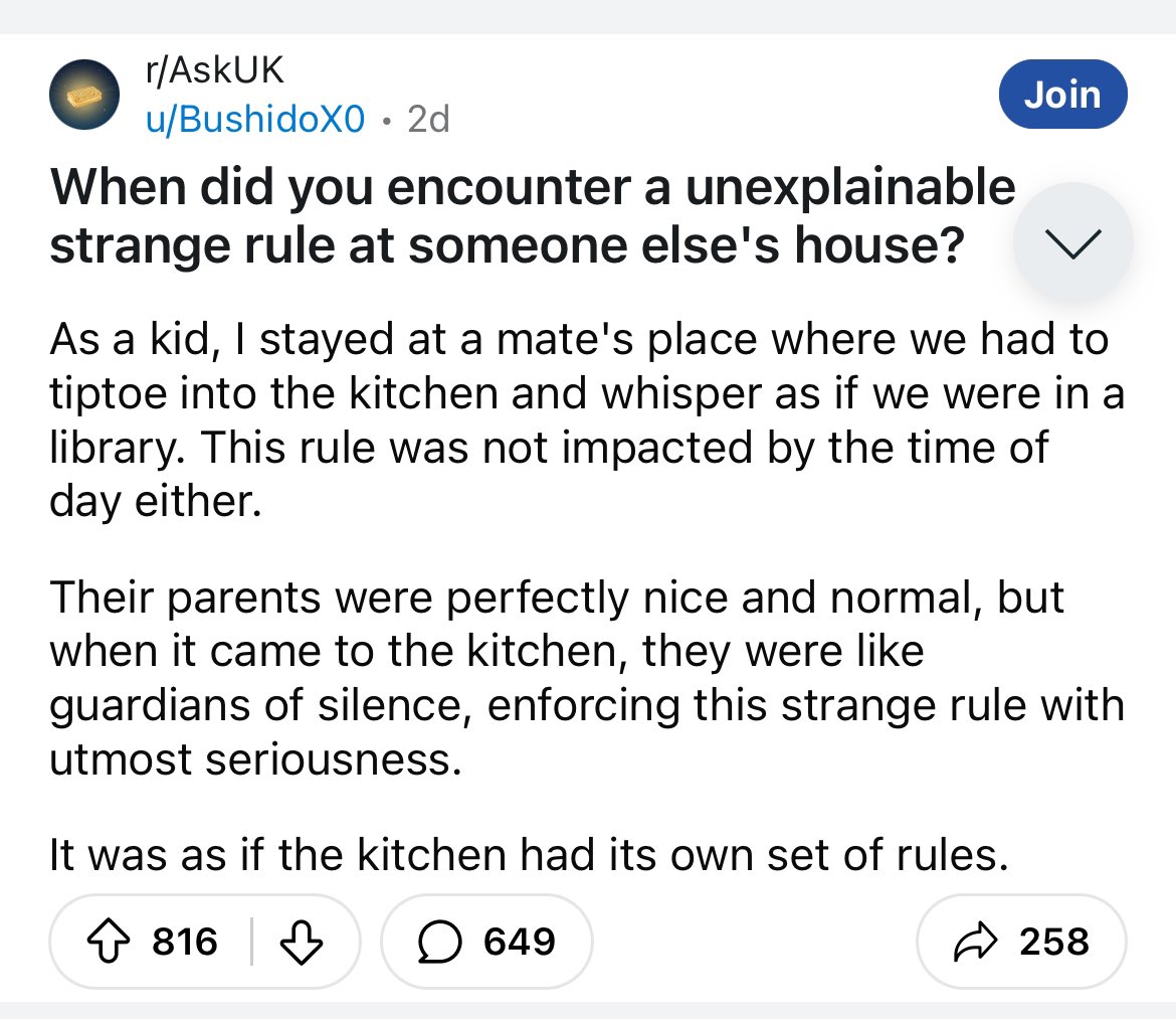 What strange house rules have you encountered? (from r/AskUK)