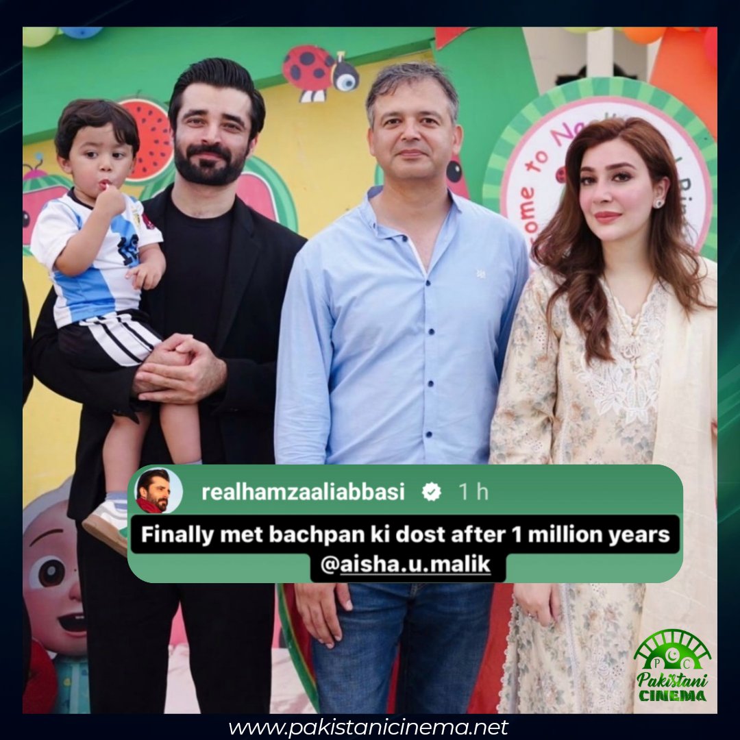 #HamzaAliAbbasi met his 'Waar' and 'Jawani Phir Nahi Aani' co-star, #AishaKhan, after ages and shares a photo with her. 💕💫