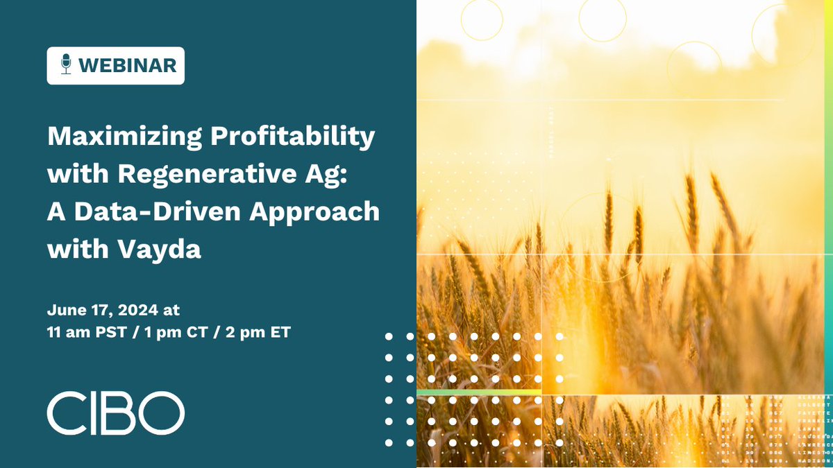 Are you looking to improve profitability while promoting #sustainability? Don't miss our #webinar on #RegenerativeAgriculture practices can help achieve both goals! ow.ly/YxYr50RtXev