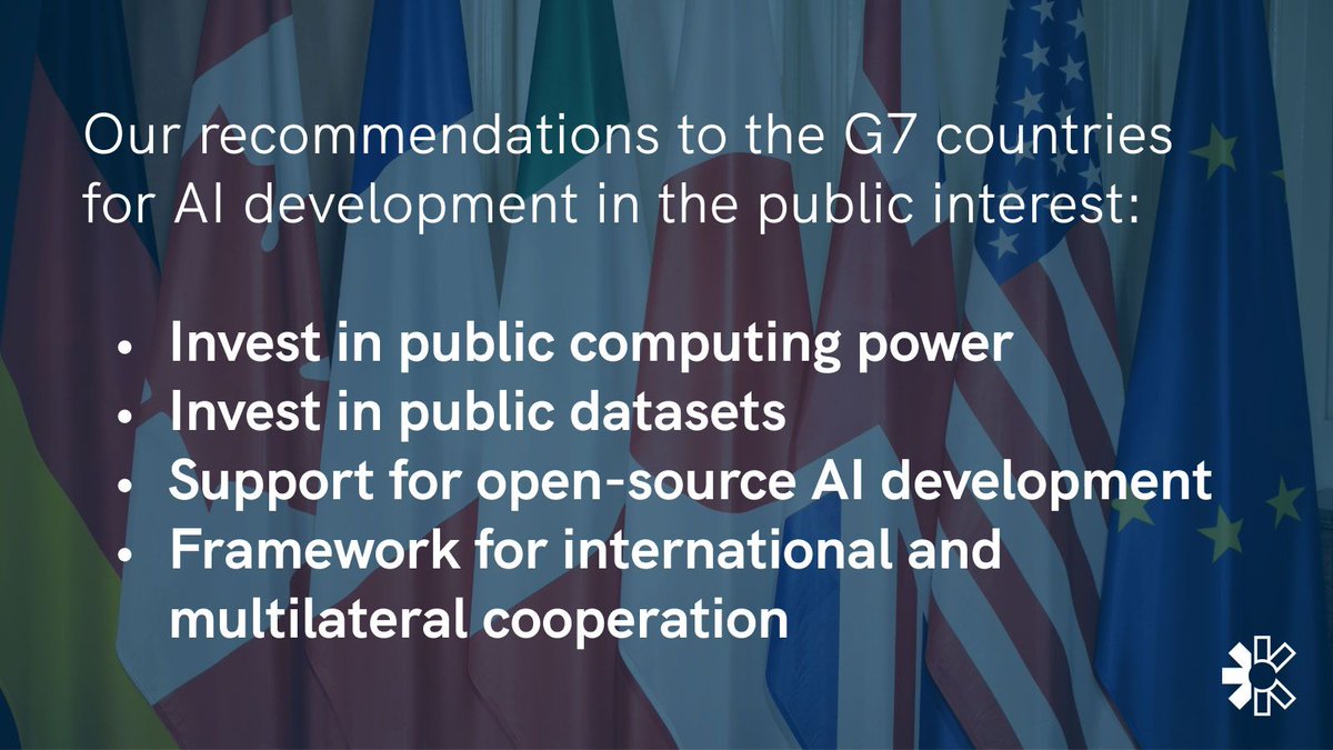 🔓 We are telling @G7 leaders that the #AI infrastructure must be #open. ✊🏾 Find out more on our blog about the actions recommended for the #T7Italy Summit by @OKFN @OpenFutureEU @DPGAlliance @cep_GER and @MicroSave: 👉🏾 blog.okfn.org/2024/05/13/we-… #Policy #PublicAI #OpenByDesign