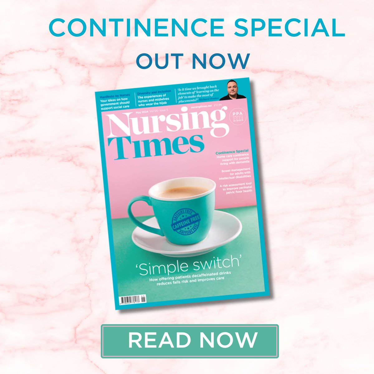 @nursingtimes May issue is all about what a continence specialist nurse has achieved through simply switching caffeinated drinks for decaffeinated alternatives, and its potential for improving patient experience and reducing falls risk. And more> Read now ow.ly/BxMy50RssEm