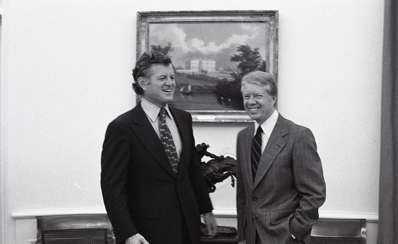 Another #100PhotosFor100Years with another icon. On 6/7/78 President Carter met with Senator Edward M. Kennedy to present him and Representative Tsongas with pens commemorating the signing of the Bill H.R. 11662, to establish the Lowell National Historical Park NAID 179719 #JC100