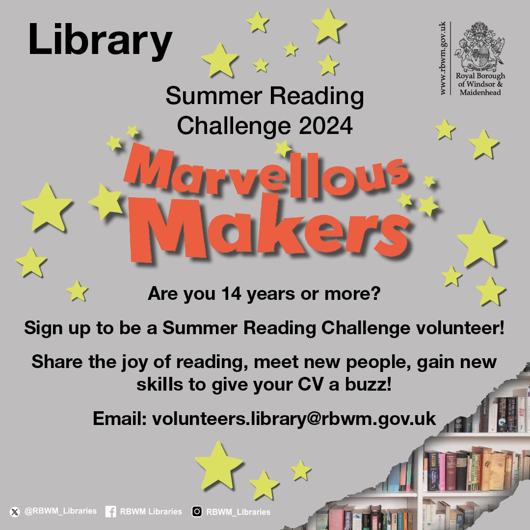 Do you know anyone aged 14+ who might be interested in volunteering at a local library this summer? We are looking forward to welcoming lots of volunteers to help support the Summer Reading Challenge.