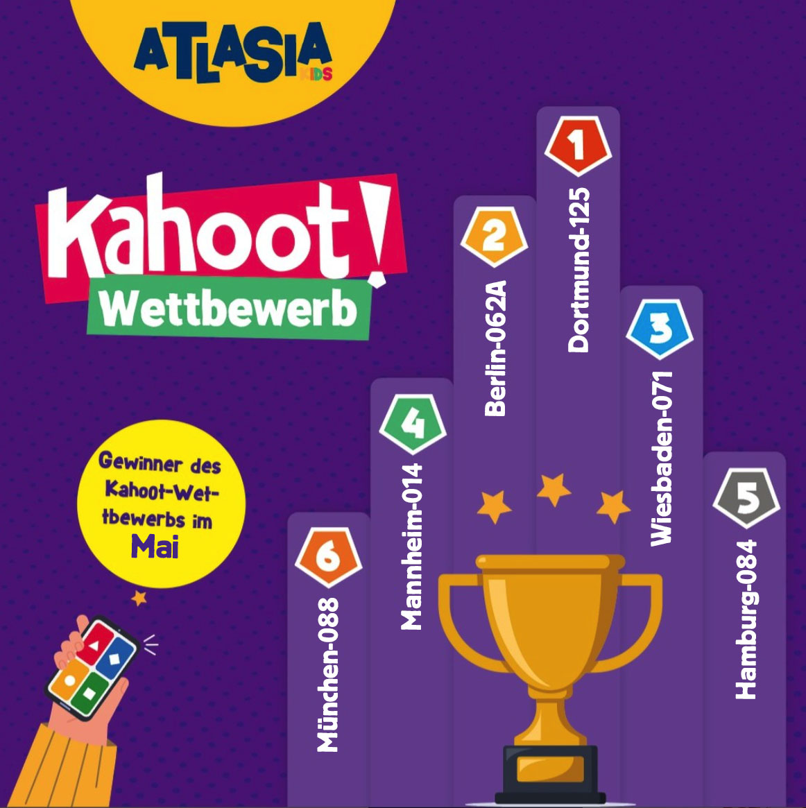 Gewinner des Kahoot-Wettbewerbs im Mai

AtlasiaKids Website
atlasia.de

jetzt abonnieren
atlasia.de/abonnement/

Atlasiade Youtube-Kanal
youtube.com/@atlasiade

Atlasia Facebook:
facebook.com/atlasia.de #AtlasiaKids #Atlasiade #deutschland #Kinder #kids
