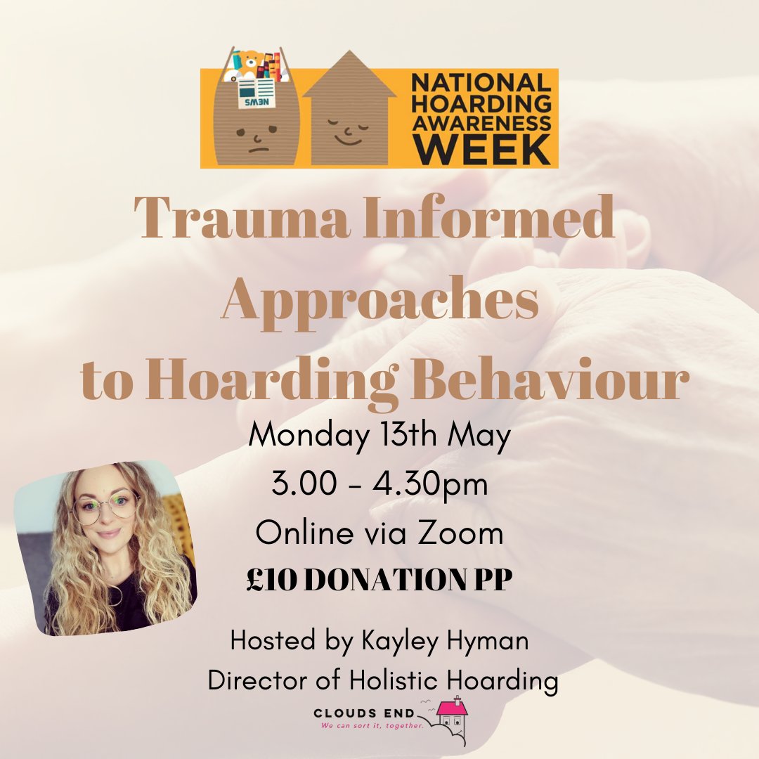 Todays #HAW2024 seminar 🫶🏼🩷

We are joined by Kayley Hyman from Holistic Hoarding as she talks us through the connection between Hoarding Disorder and Trauma, offering advice on how to adapt your services to be trauma informed.

Tickets - eventbrite.co.uk/e/880687860097…
