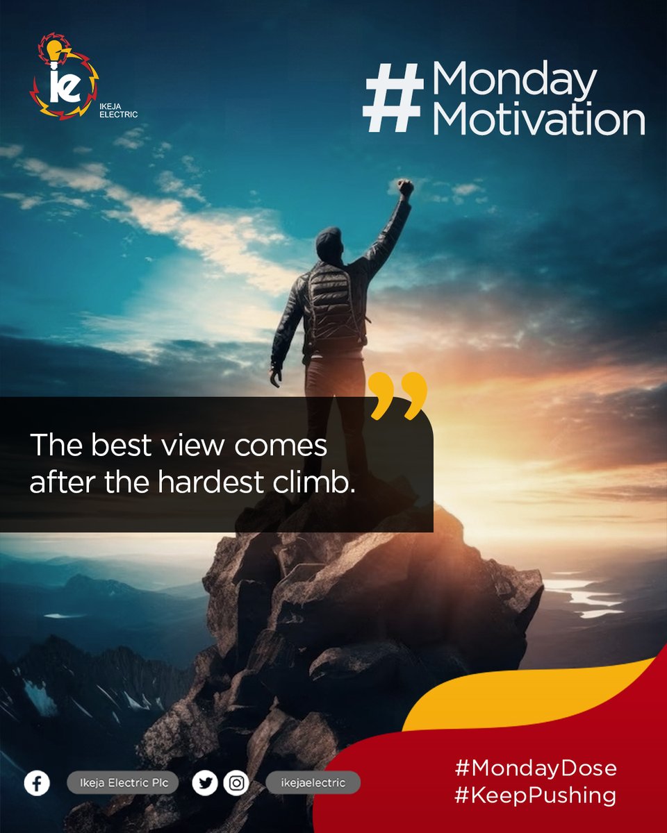 Every step, every struggle, is but a stepping stone towards greatness. Remember, the most magnificent views are reserved for those who dare to endure the toughest climbs. #MondayMotivation #KeepPushing #IECares